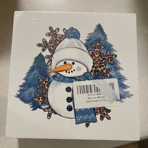 Snowman Winter Decor with Blue Accents